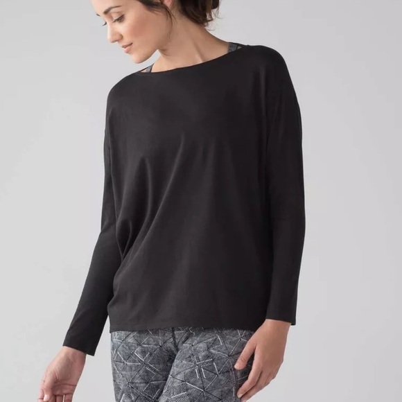 Women’s Lululemon Relaxed Black Crew Neck Cotton Long Sleeve Top Size 8 - Picture 6 of 7
